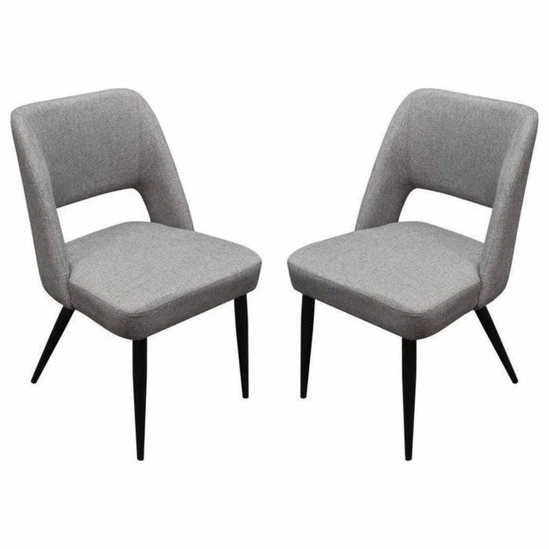 Set of 2 Dining Chairs in Grey Black Powder Coat Metal Leg Dining Chairs LOOMLAN By Diamond Sofa