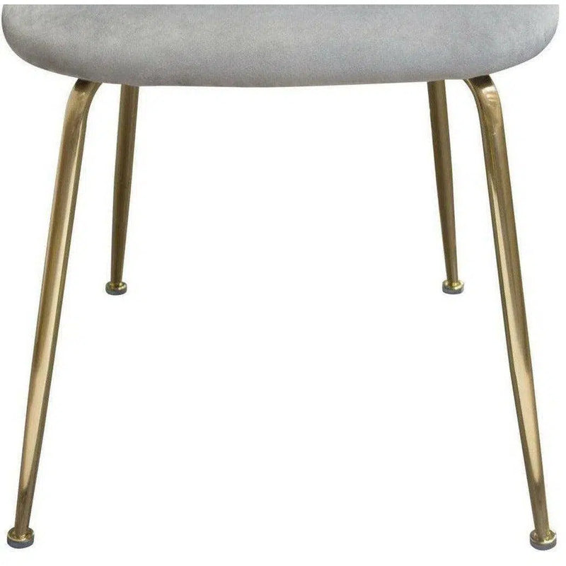 Set of 2 Dining Chairs in Grey Velvet Gold Metal Legs Dining Chairs LOOMLAN By Diamond Sofa