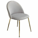 Set of 2 Dining Chairs in Grey Velvet Gold Metal Legs Dining Chairs LOOMLAN By Diamond Sofa