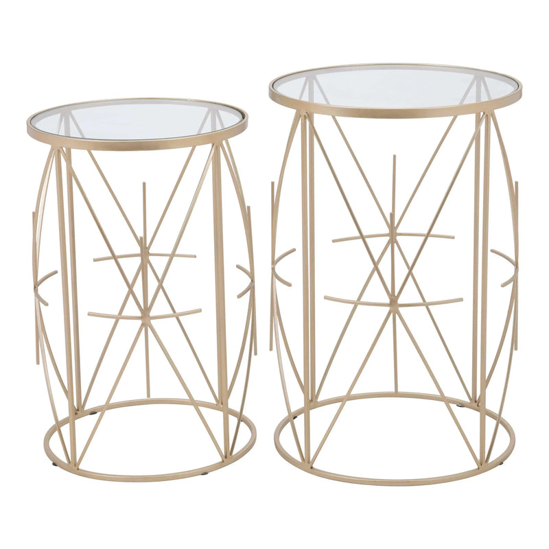 Set of 2 Hadrian Side Tables Gold & Clear Side Tables LOOMLAN By Zuo Modern