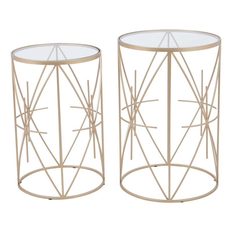 Set of 2 Hadrian Side Tables Gold & Clear Side Tables LOOMLAN By Zuo Modern