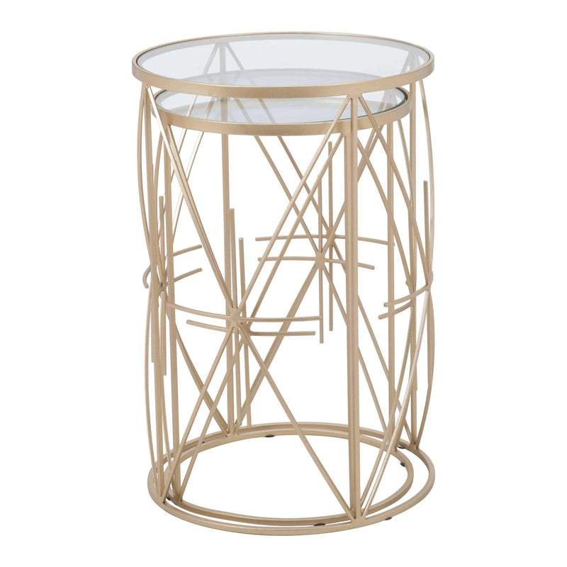 Set of 2 Hadrian Side Tables Gold & Clear Side Tables LOOMLAN By Zuo Modern