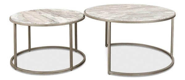 Set Of 2 Round Nesting Tables Marble Top Side Tables LOOMLAN By Sarreid