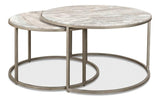 Set Of 2 Round Nesting Tables Marble Top Side Tables LOOMLAN By Sarreid