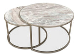 Set Of 2 Round Nesting Tables Marble Top Side Tables LOOMLAN By Sarreid