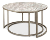 Set Of 2 Round Nesting Tables Marble Top Side Tables LOOMLAN By Sarreid