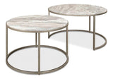 Set Of 2 Round Nesting Tables Marble Top Side Tables LOOMLAN By Sarreid