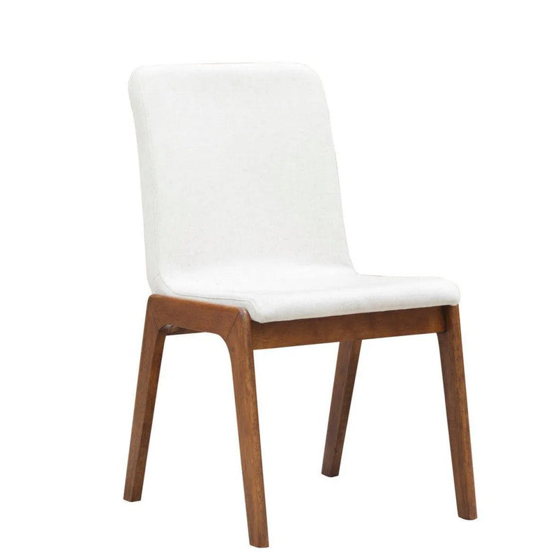 Set of 2 White Armless Dining Chairs Cotton Blend Wood Frame Dining Chairs LOOMLAN By LHIMPORTS