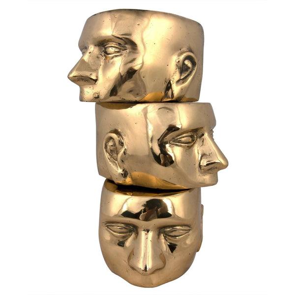 Set Of 3 Character Sculpture with Brass (Set of 3) Statues & Sculptures LOOMLAN By Noir