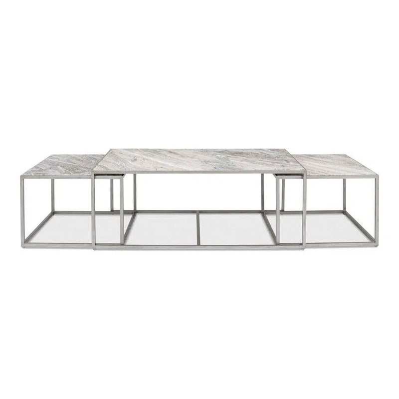 Set Of 3 Nesting Low Tables Marble Tops Side Tables LOOMLAN By Sarreid