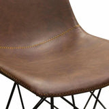 Set of 4 Dining Chairs in Chocolate Leather Black Metal Base Dining Chairs LOOMLAN By Diamond Sofa