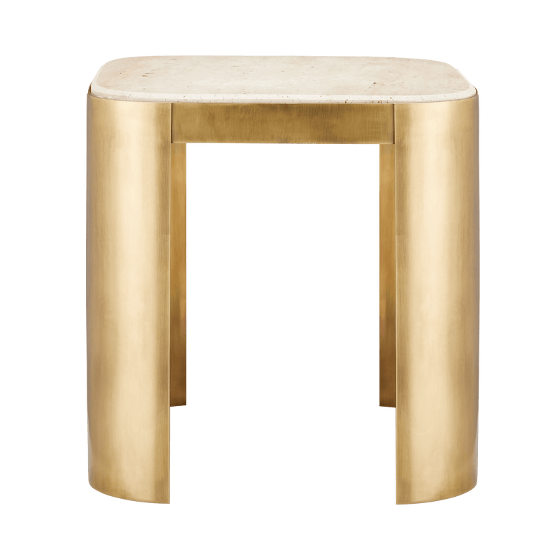 Sev Travertine Accent Table Side Tables LOOMLAN By Currey & Co