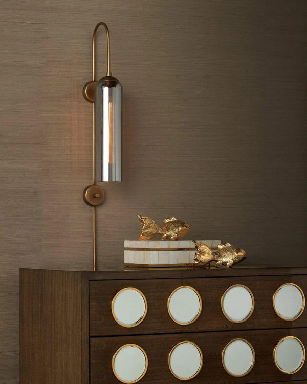 Severn Metal and Glass Gold Wall Sconce Wall Sconces LOOMLAN By Currey & Co