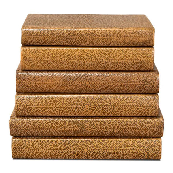 Shagreen Books Set Of 6 Tawny Brown Statues & Sculptures LOOMLAN By Sarreid