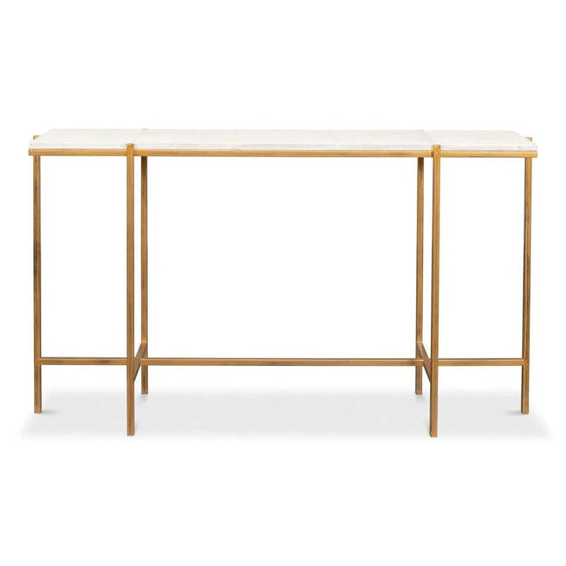 Shagreen Console Table Osprey White Leather Console Tables LOOMLAN By Sarreid