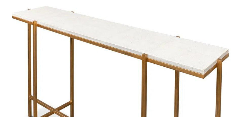 Shagreen Console Table Osprey White Leather Console Tables LOOMLAN By Sarreid