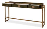 Shagreen Console Table With Drawers Leaf Green Leather Console Tables LOOMLAN By Sarreid