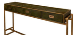 Shagreen Console Table With Drawers Leaf Green Leather Console Tables LOOMLAN By Sarreid