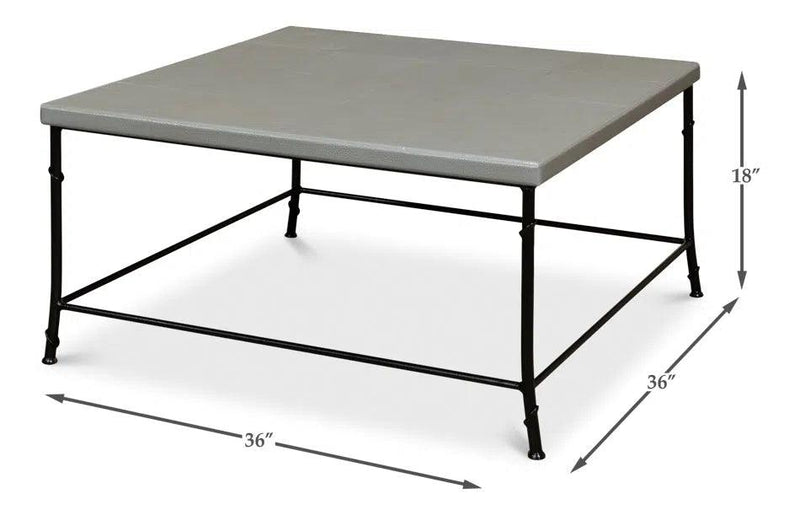 Shagreen Square Coffee Table Storm Grey Coffee Tables LOOMLAN By Sarreid