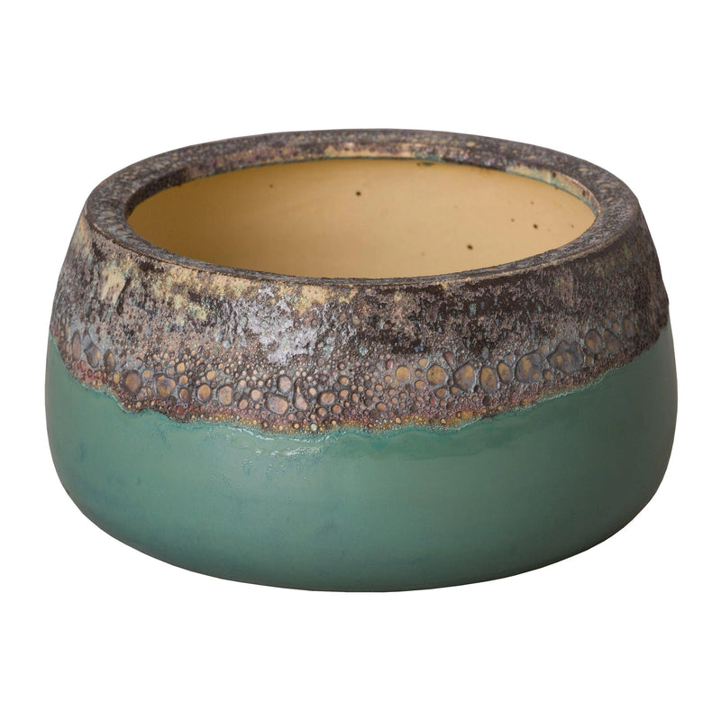 Shallow Ceramic Round Planter Outdoor Planters LOOMLAN By Emissary