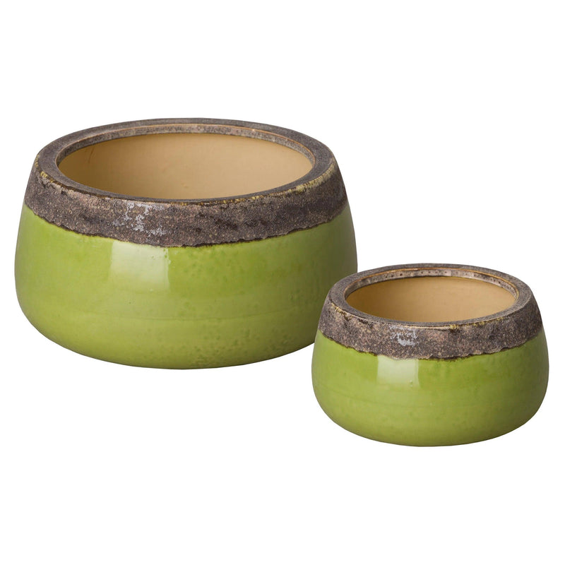 Shallow Ceramic Round Planter Outdoor Planters LOOMLAN By Emissary