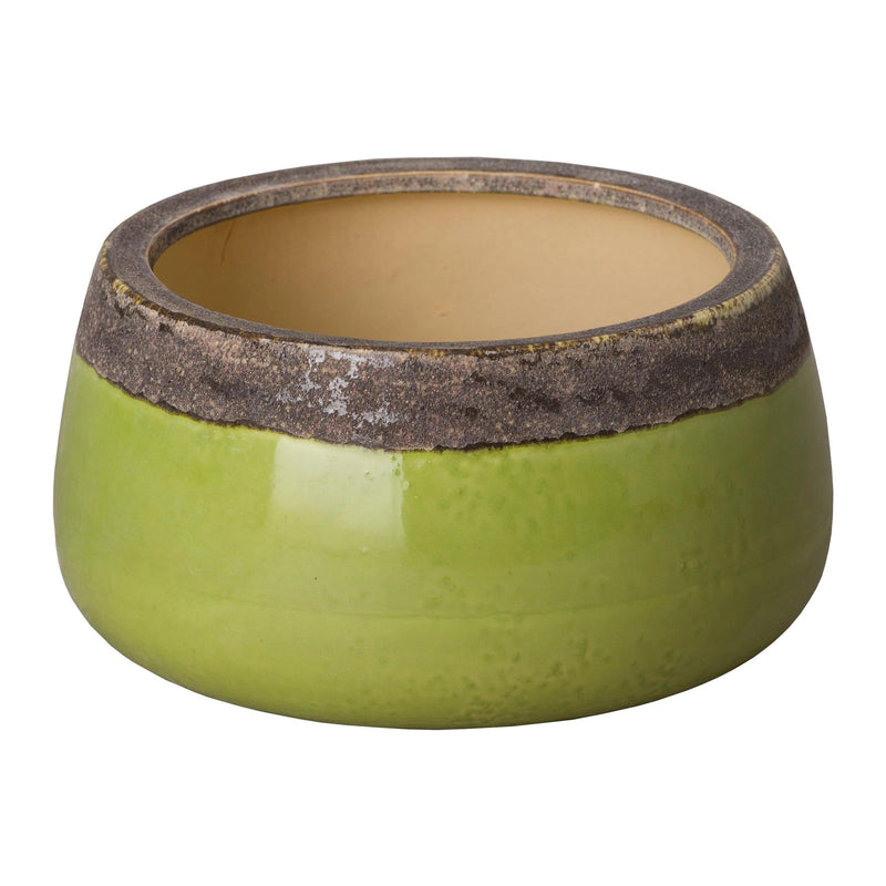 Shallow Ceramic Round Planter Outdoor Planters LOOMLAN By Emissary