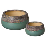 Shallow Ceramic Round Planter Outdoor Planters LOOMLAN By Emissary