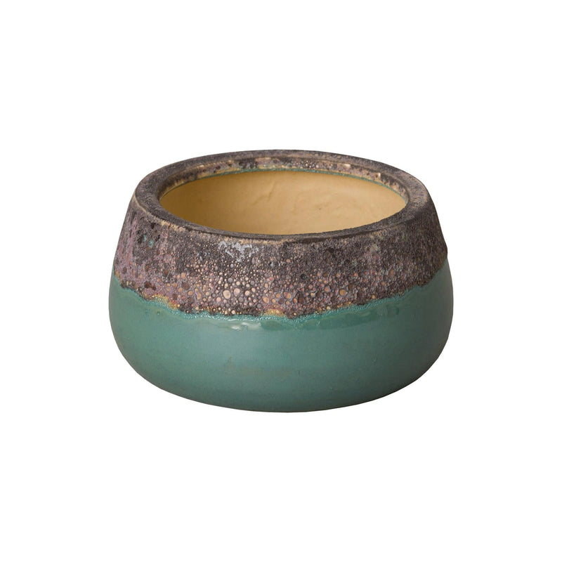 Shallow Ceramic Round Planter Outdoor Planters LOOMLAN By Emissary