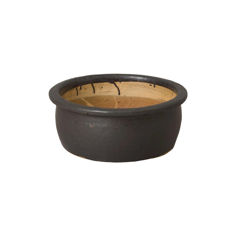 Shallow Round Ceramic Lip Planter Outdoor Planters LOOMLAN By Emissary