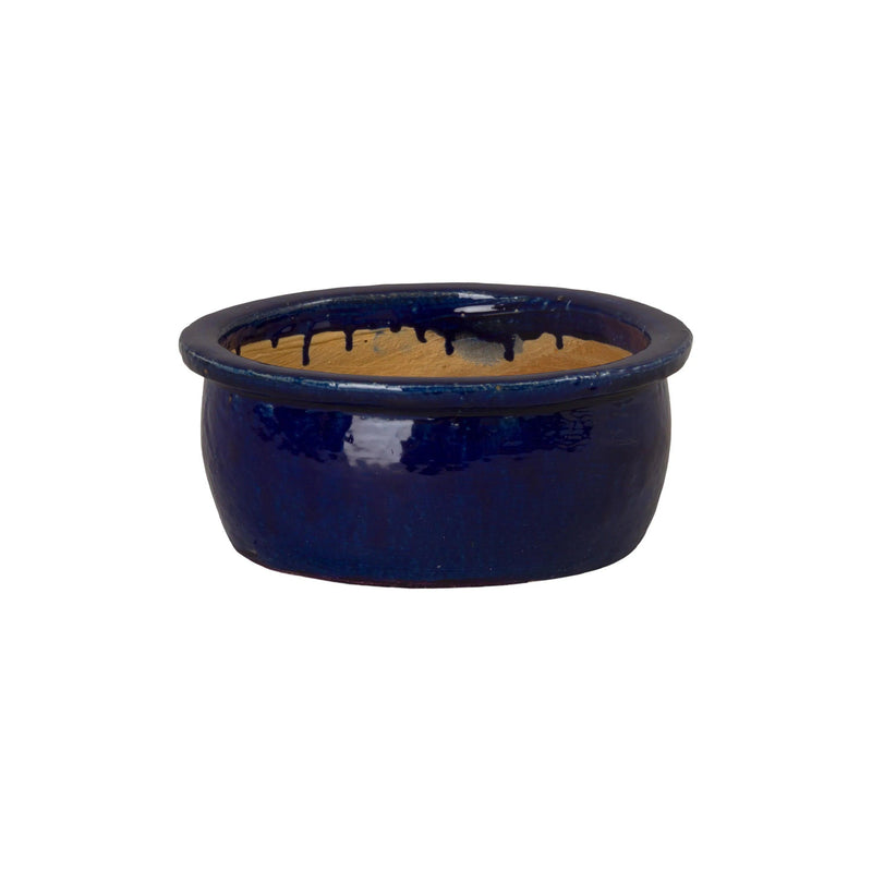 Shallow Round Ceramic Lip Planter Outdoor Planters LOOMLAN By Emissary