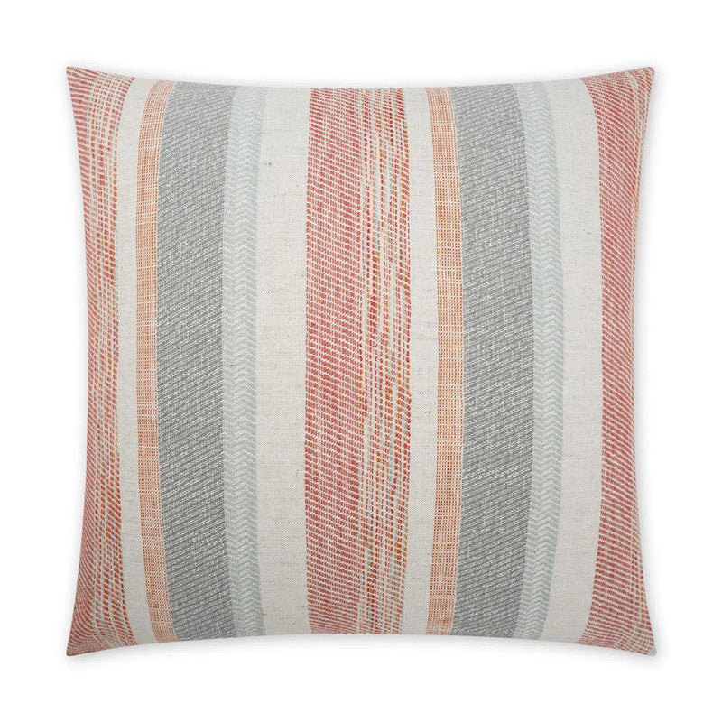 Shannon Beach Stripes Coral Salmon Large Throw Pillow With Insert Throw Pillows LOOMLAN By D.V. Kap