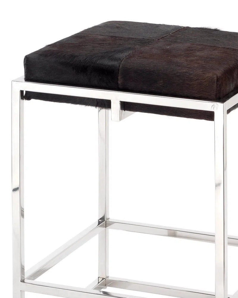 Shelby Brown Cowhide Art Deco Counter Stool Without Back Counter Stools LOOMLAN By Jamie Young