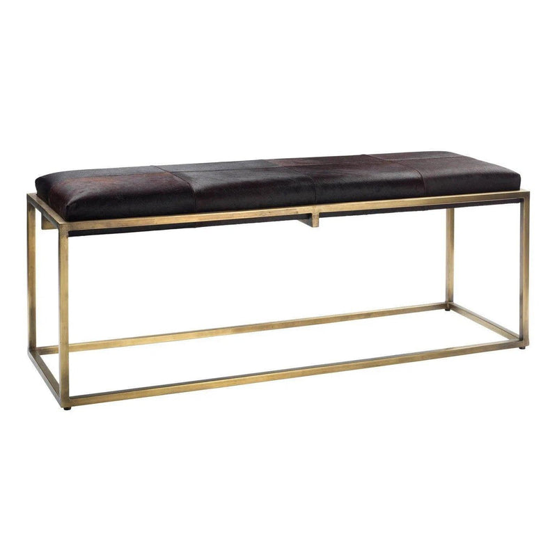 Shelby Brown Cowhide Gold Frame Shelby Bench Bedroom Benches LOOMLAN By Jamie Young