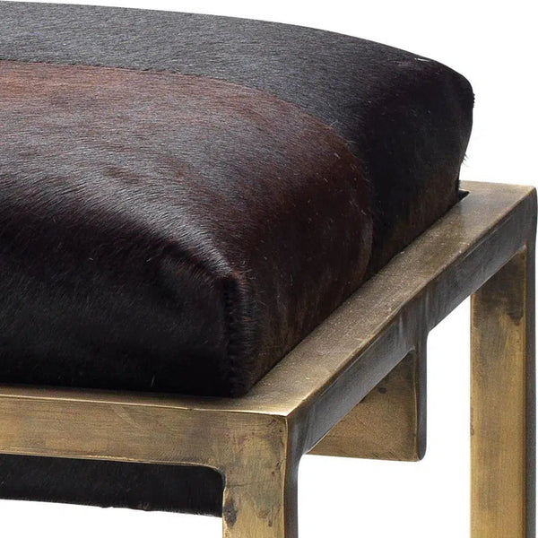 Shelby Brown Cowhide Gold Frame Shelby Bench Bedroom Benches LOOMLAN By Jamie Young