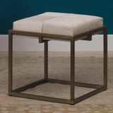 Shelby White Cowhide Art Deco Stool Without Back Dining Chairs LOOMLAN By Jamie Young