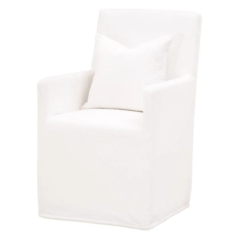Shelter White Slipcover Arm Chair With Casters Dining Chairs LOOMLAN By Essentials For Living