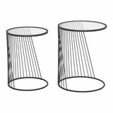 Shine Nesting Tables Set Clear & Black Side Tables LOOMLAN By Zuo Modern