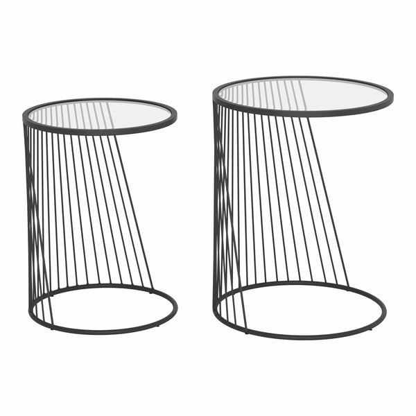 Shine Nesting Tables Set Clear & Black Side Tables LOOMLAN By Zuo Modern