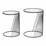 Shine Nesting Tables Set Clear & Black Side Tables LOOMLAN By Zuo Modern