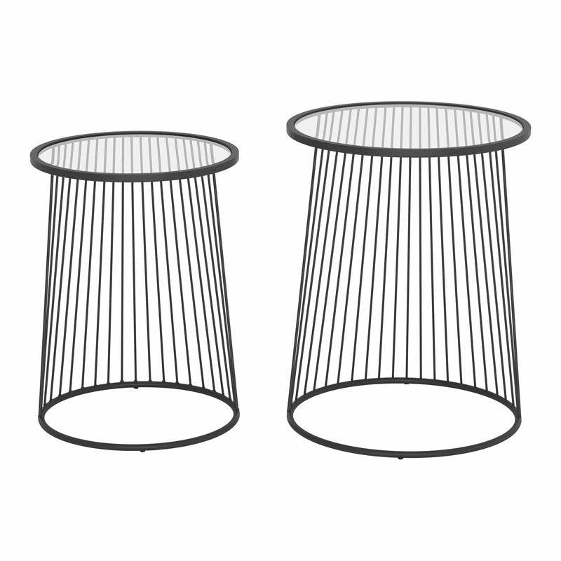 Shine Nesting Tables Set Clear & Black Side Tables LOOMLAN By Zuo Modern