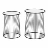 Shine Nesting Tables Set Clear & Black Side Tables LOOMLAN By Zuo Modern