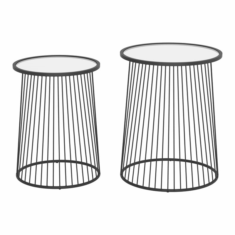 Shine Nesting Tables Set Clear & Black Side Tables LOOMLAN By Zuo Modern