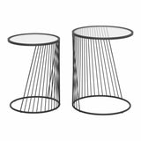 Shine Nesting Tables Set Clear & Black Side Tables LOOMLAN By Zuo Modern