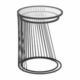 Shine Nesting Tables Set Clear & Black Side Tables LOOMLAN By Zuo Modern