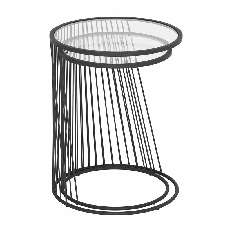 Shine Nesting Tables Set Clear & Black Side Tables LOOMLAN By Zuo Modern