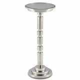 Shiny Nickel Clear Para Silver Drinks Table Side Tables LOOMLAN By Currey & Co