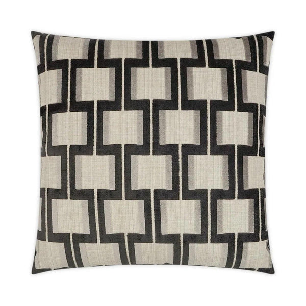 Shoreham Carbon Geometric Grey Large Throw Pillow With Insert Throw Pillows LOOMLAN By D.V. Kap