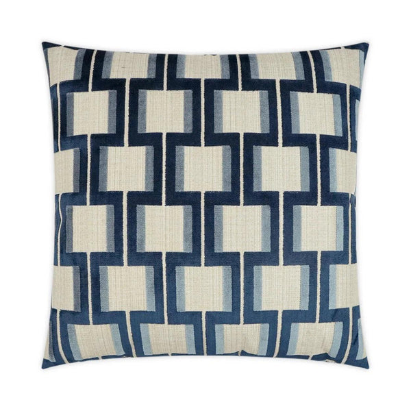 Shoreham Indigo Geometric Navy Large Throw Pillow With Insert Throw Pillows LOOMLAN By D.V. Kap