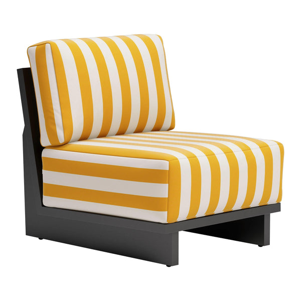 Shoreline Yellow and Black Armless Accent Chair Outdoor Accent Chairs LOOMLAN By Zuo Modern