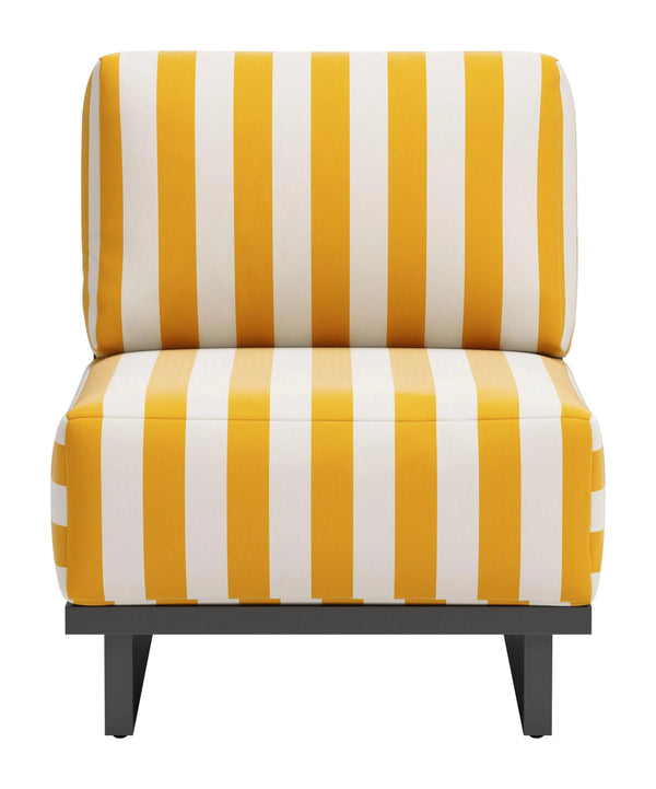 Shoreline Yellow and Black Armless Accent Chair Outdoor Accent Chairs LOOMLAN By Zuo Modern